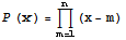 P (x) = Underoverscript[∏, m = 1, arg3] (x - m)